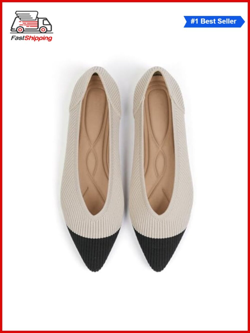 ✨ Pointed Toe Knit Ballet Flats Comfortable Slip On Dressy Flat Shoes